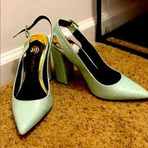 Slingback Faux Croc Skin Heels